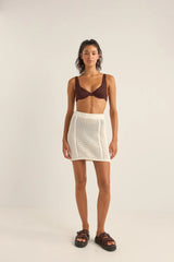 Rhythm Seashell Knit Mini Skirt - White