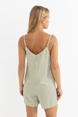 Rhythm Cove Stripe Adjustable Romper - Aloe