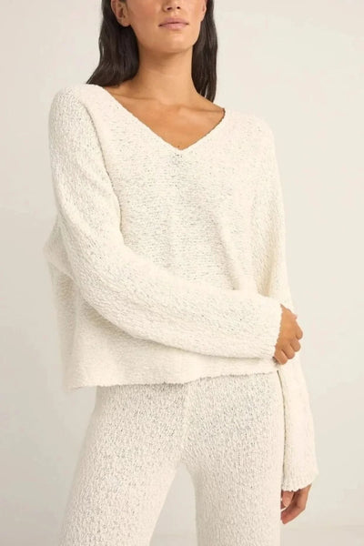 Rhythm Adele Oversized Long Sleeve Knit Top - White