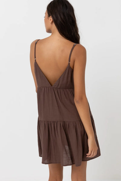 Chocolate|Rhythm Classic Tiered Mini Dress