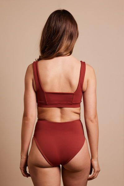 Cinnamon|Model is 5'7 (32C - 25) and wearing Small - Leon Bikini Top|STL-3