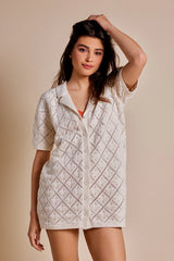 Rhythm Jaffa Knit Shirt Dress - White