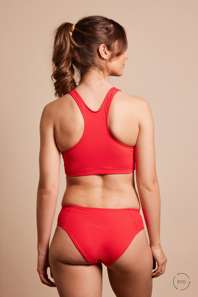 Geranium|Model is 5’7 (32C - 25) and wearing Small – Monica Bikini bottom|STL-3