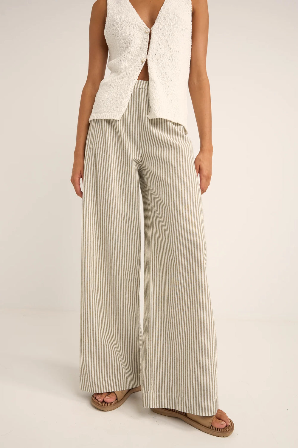 Rhythm Valley Stripe Wide Leg Pant - Ivy