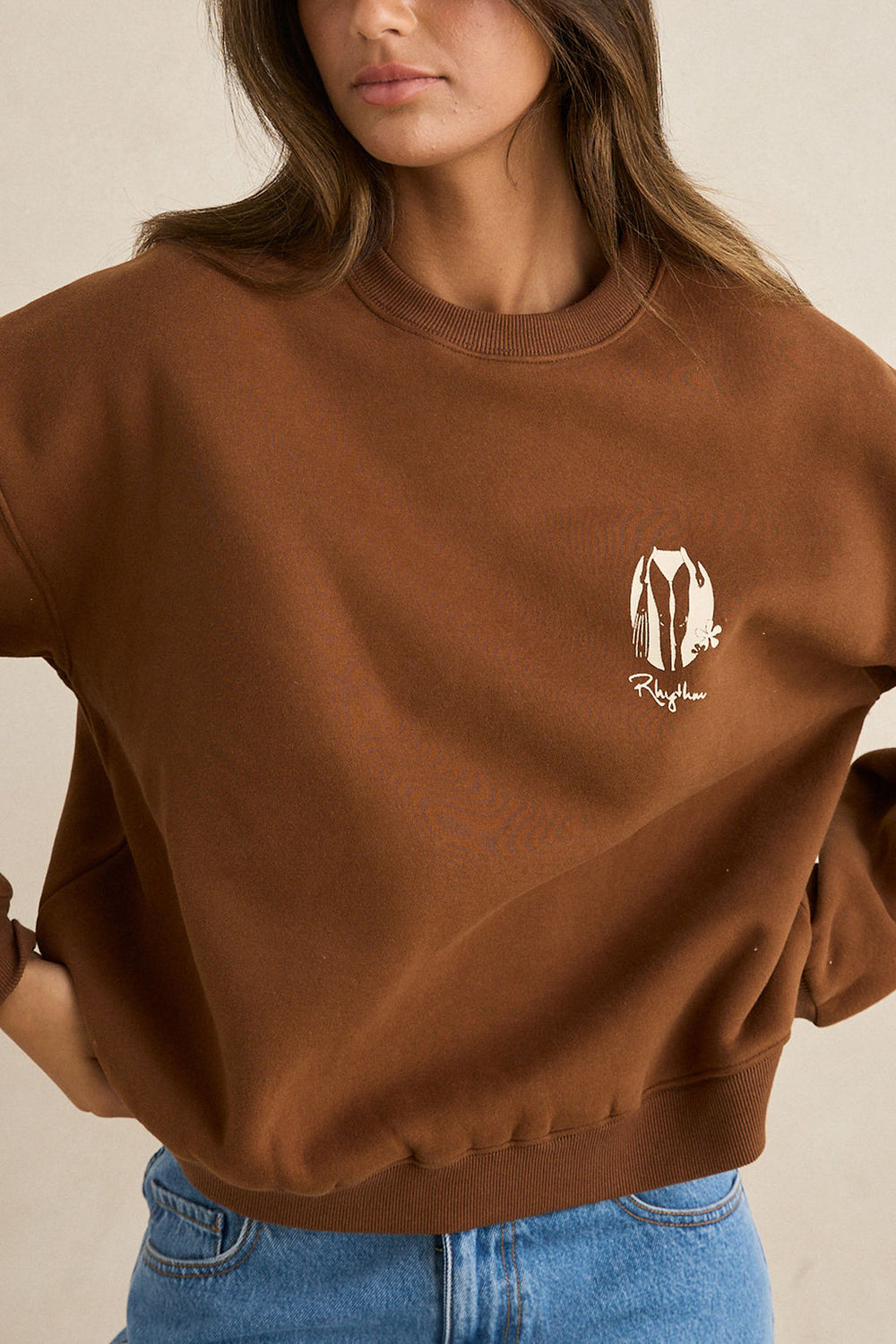 Rhythm Sunny Crew Neck Fleece - Chocolate