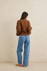 Rhythm Sunny Crew Neck Fleece - Chocolate