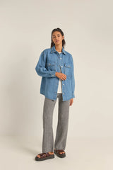 Rhythm Oversized Denim Shacket - Washed Blue