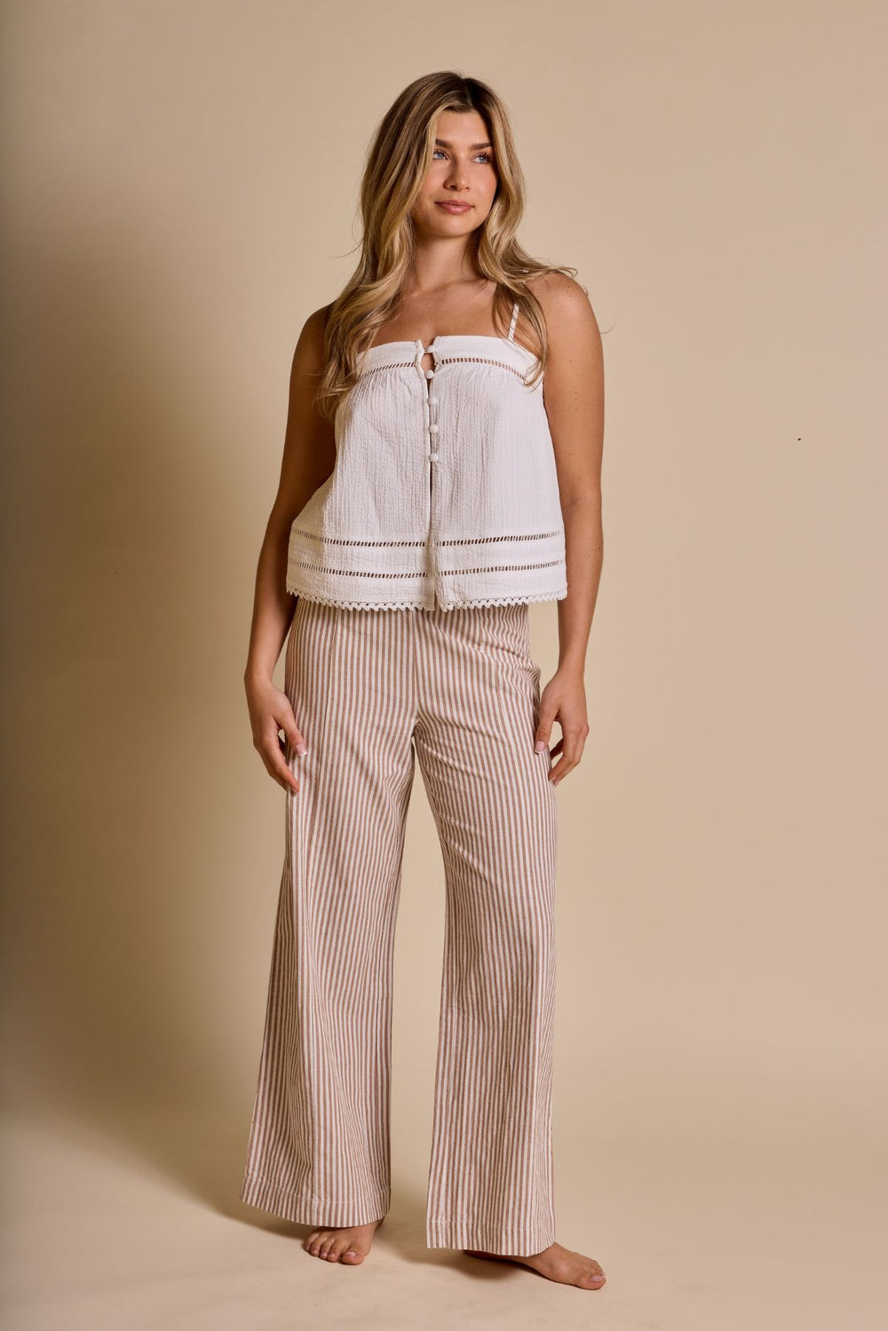Rhythm Louise Wide Leg Pant - Tan