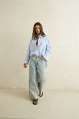 Rhythm Overswim Stripe Shirt - Blue