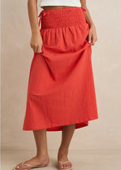 Rhythm Alana Tie Side Maxi Skirt - Red