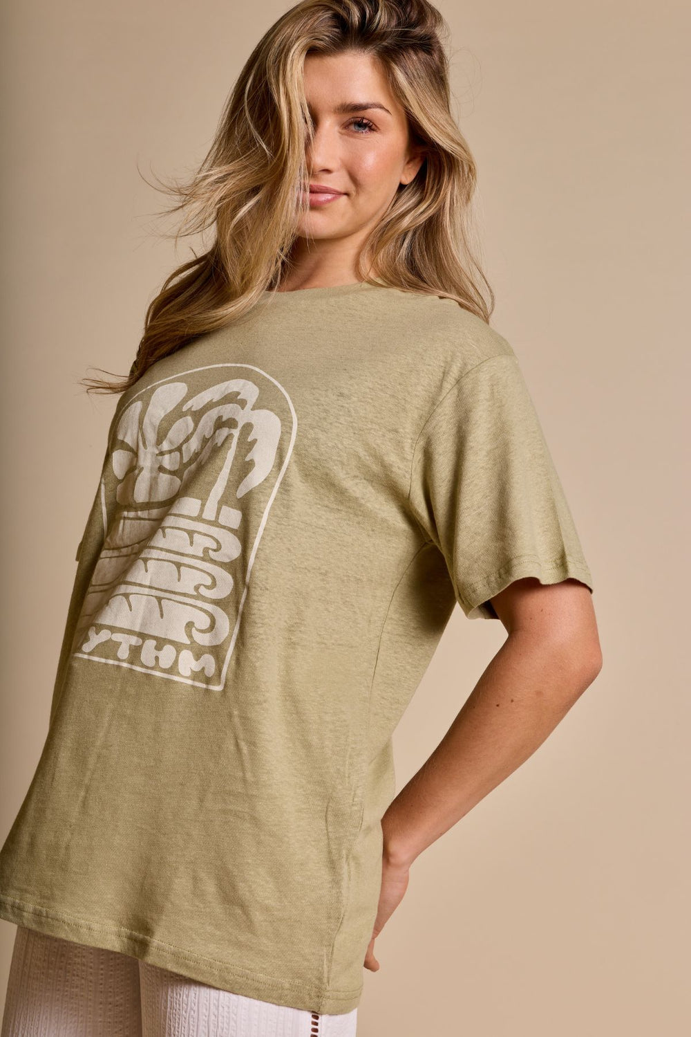 Rhythm Palm And Sun Oversize T-Shirt - Sage