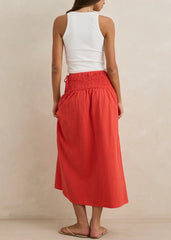 Rhythm Alana Tie Side Maxi Skirt - Red