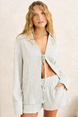 Rhythm Driftwood Stripe Overswim Short - Cream