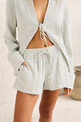 Rhythm Driftwood Stripe Overswim Short - Cream