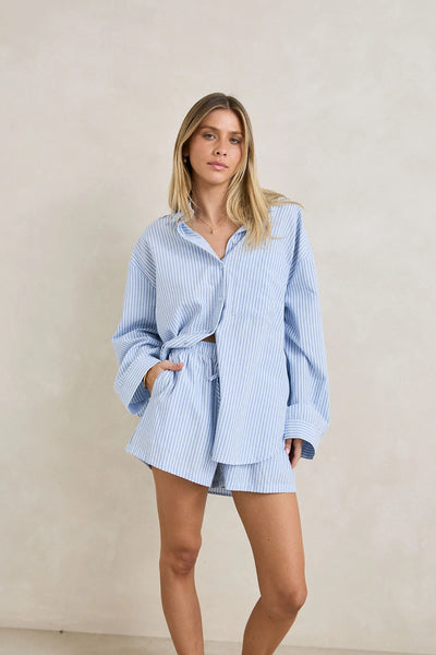 Rhythm Overswim Stripe Shirt - Blue