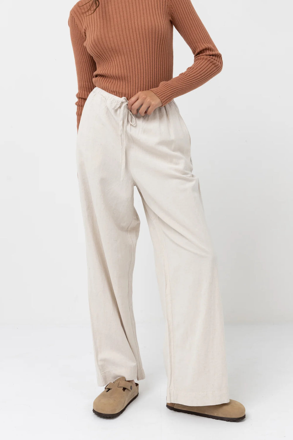 Rhythm Classic Drawstring Pant - Oat