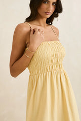 Rhythm Classic Shirred Midi Dress - Butter