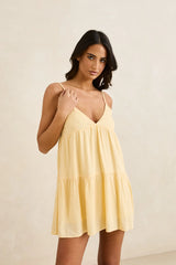 Rhythm Classic Tiered Mini Dress - Butter