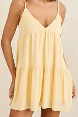Rhythm Classic Tiered Mini Dress - Butter