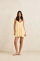 Rhythm Classic Tiered Mini Dress - Butter