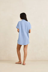 Rhythm Classic Shirt Dress - Steel Blue
