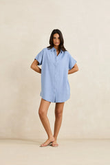 Rhythm Classic Shirt Dress - Steel Blue
