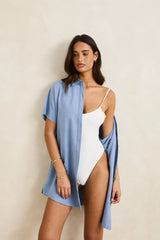Rhythm Classic Shirt Dress - Steel Blue