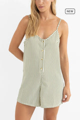 Rhythm Cove Stripe Adjustable Romper - Aloe