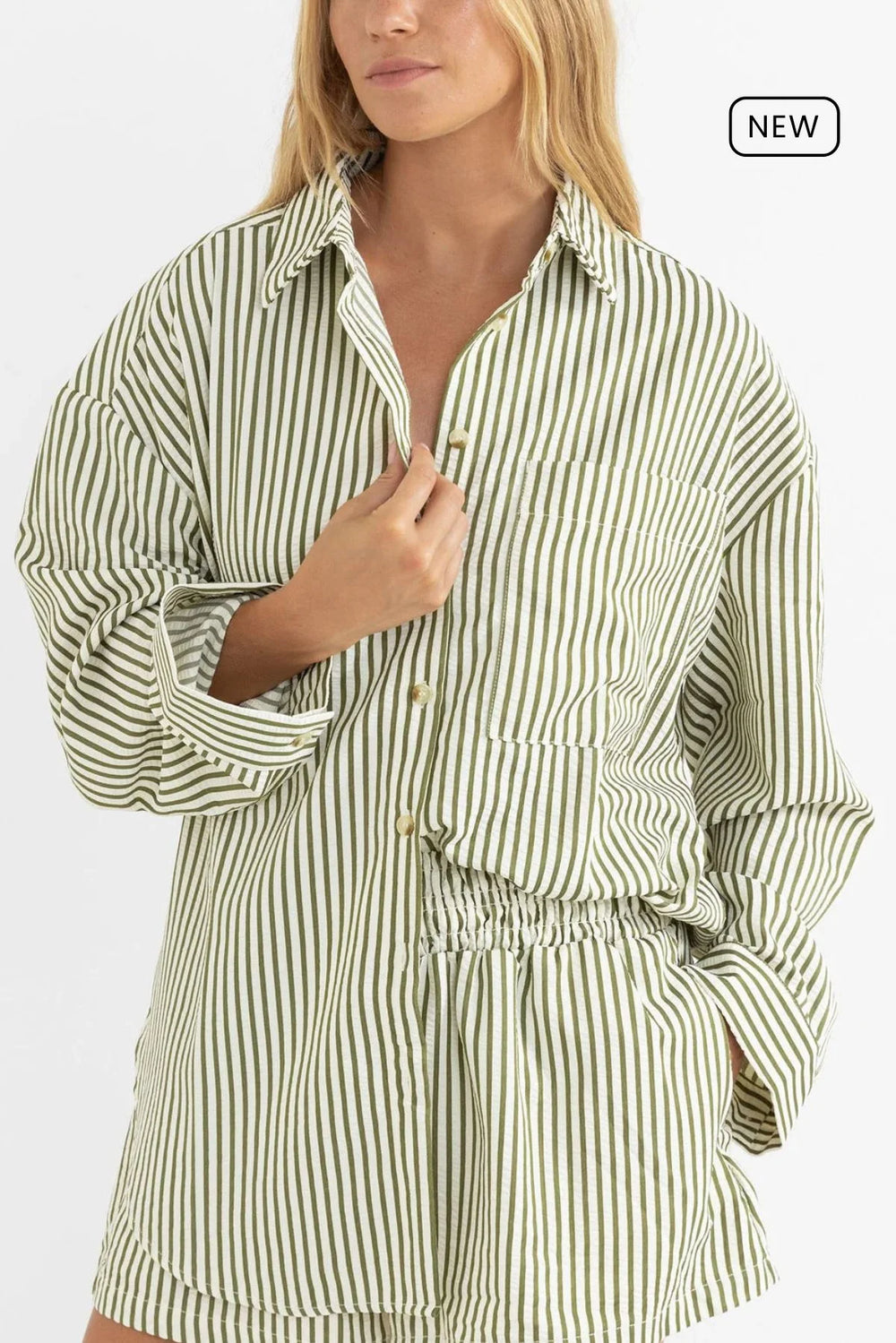 Rhythm Cove Stripe Long Sleeve Shirt - Aloe