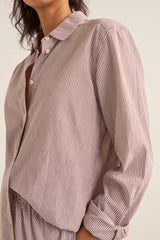 Rhythm Zephyr Stripe Beach Shirt - Chocolate