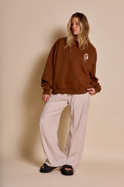 Chocolate|Rhythm Sunny Crew Neck Fleece