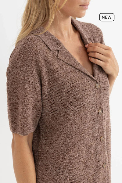 Almond|Rhythm Abby Knit Shirt Dress