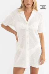 Rhythm Abby Knit Shirt Dress - Cream