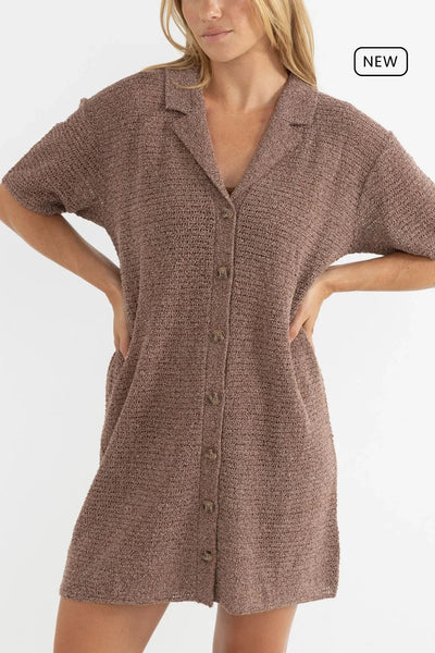 Almond|Rhythm Abby Knit Shirt Dress