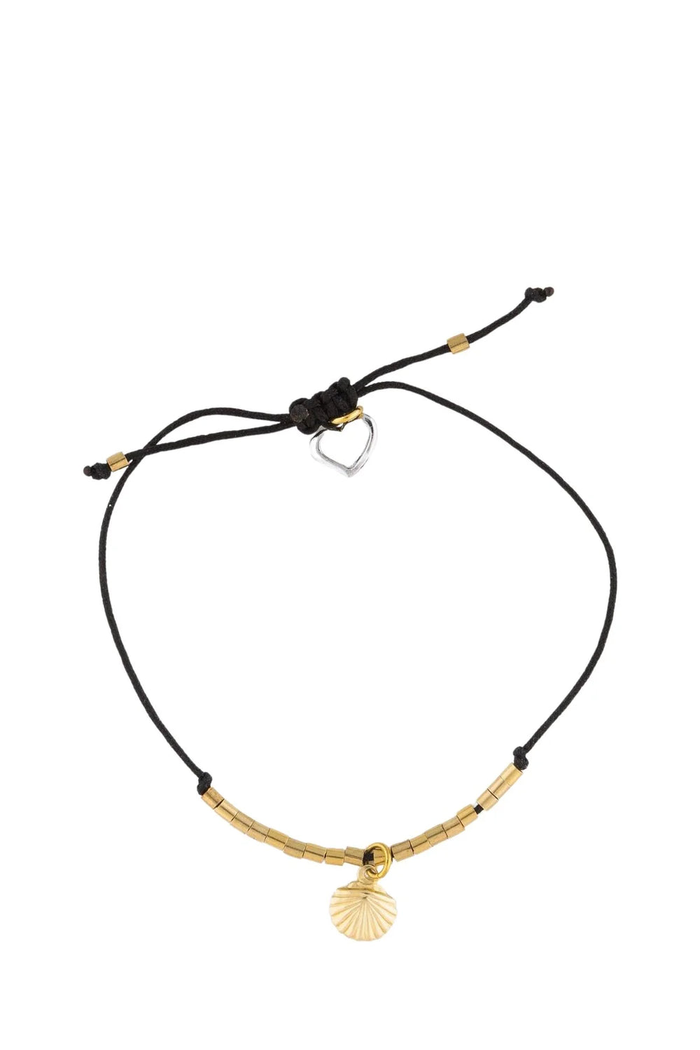 Si Simple Gold Filled Shell Anklet - Black