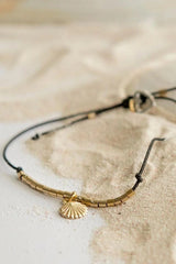 Si Simple Gold Filled Shell Bracelet - Black