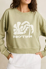 Rhythm Sun And Palm Slouchy Crew Neck Fleece - Sage