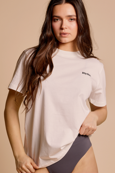 White|Rhythm Logo Boyfriend T-Shirt