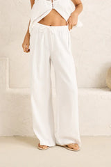 Rhythm Macy Scallop Pant - White
