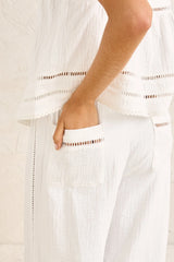 Rhythm Macy Scallop Pant - White